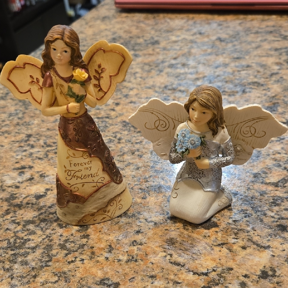 Angel Figurines with Flowers By Elements